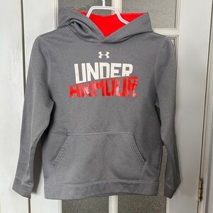 Under Armour Kids Hoodie in Gray and Red Fleece inside Size MD